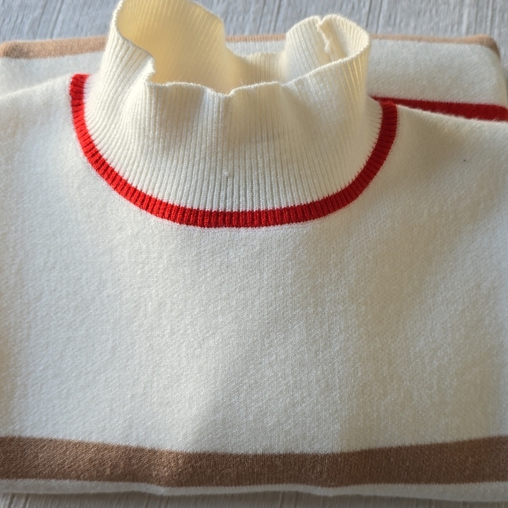 Tahari Striped Mock Neck Sweater 3/4 Sleeves Women' Size XS - Picture 15 of 15